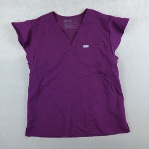 Figs Natal Scrub Top Womens Large Purple Flutter Sleeve Technical Collection